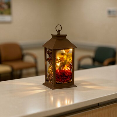 National Tree Company 12" Autumn Décor-Filled Lantern with LED Lights (RAH-17C042A-1)
