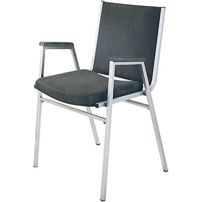 MLP Stacking Chairs; With Arms, 2-Thick Padding, Black Vinyl, Chrome Frame