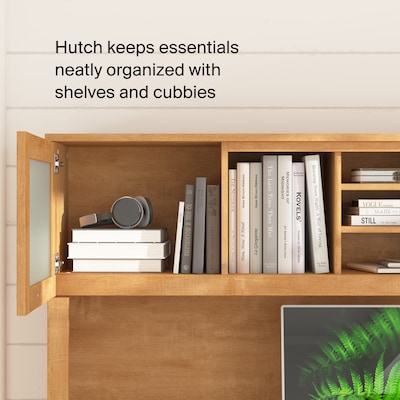 Bush Home Somerset 72"W Office Desk with Drawers and Hutch, Maple Cross (SET018MC)