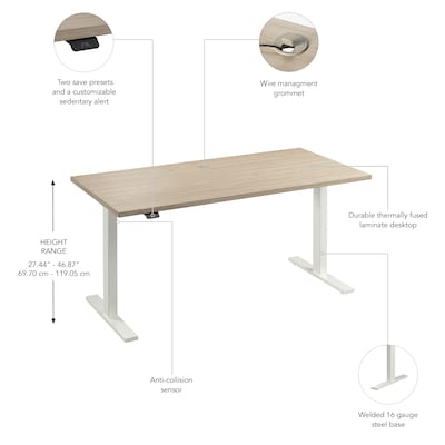 Bush Business Furniture Move 60 Series 60"W Electric Adjustable Standing Desk, Natural Elm (M6S6030NEWK)