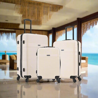 InUSA Resilience 3-Piece Hardside Spinner Luggage Set, TSA Checkpoint Friendly, Sand (IURESSML-SAN)