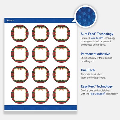 Avery Circle Multipurpose Labels, 2" Dia., White, 120/Pack (19479370512)