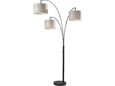 Adesso Bowery 82 Black Marble Floor Lamp with 3 Drum Taupe Shades (4250-01)