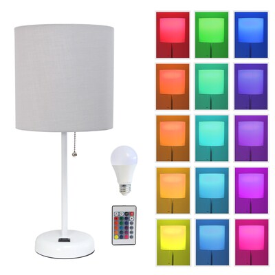 Simple Designs 19.5 LED Table Lamp, White/Gray Shade (LT2024-GOW-CCLB)