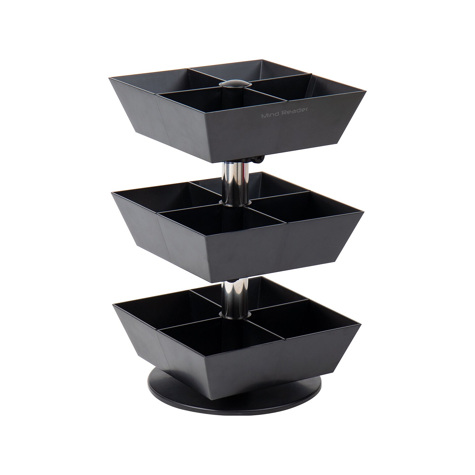 Mind Reader 12-Compartment Plastic Tea and Condiment Carousel, Black (TEASWIV3T-BLK)