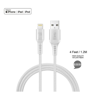 LAX Gadgets Lightning to USB-A Charging Cable, 10 ft. (MFI10FTSLV)