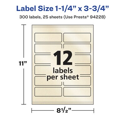Avery Pearlized Ivory Rectangle Multipurpose Labels, 1.25" x 3.75", Ivory, 300/Pack (94228)