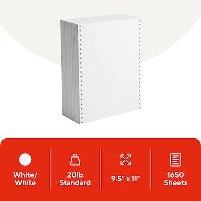 Quill Brand® 9.5 x 11 2-Part Carbonless Computer Paper, White, 1650/Carton (177071)