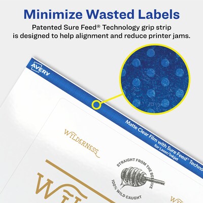 Avery Laser/Inkjet Rectangle Multipurpose Labels, 5" x 6", Clear, 100/Box (94257)