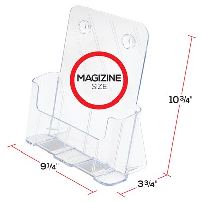 Deflect-O Magazine Holder, 8.27" x 11.69", Vertical, Desktop/Wall, Clear Plastic (DEF77001)