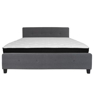 Flash Furniture Tribeca Tufted Upholstered Platform Bed in Dark Gray Fabric with Memory Foam Mattress, King (HGBMF32)