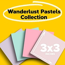 Post-it Recycled Super Sticky Notes, 3 x 3, Wanderlust Pastels Collection, 70 Sheet/Pad, 24 Pads/P
