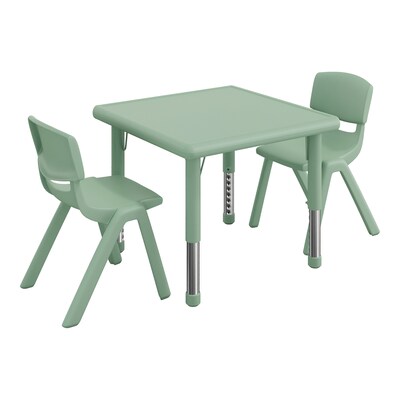 Flash Furniture Emmy Square Activity Table Set, 24 x 24, Height Adjustable, Sage (YCX232SQRTBSGER)
