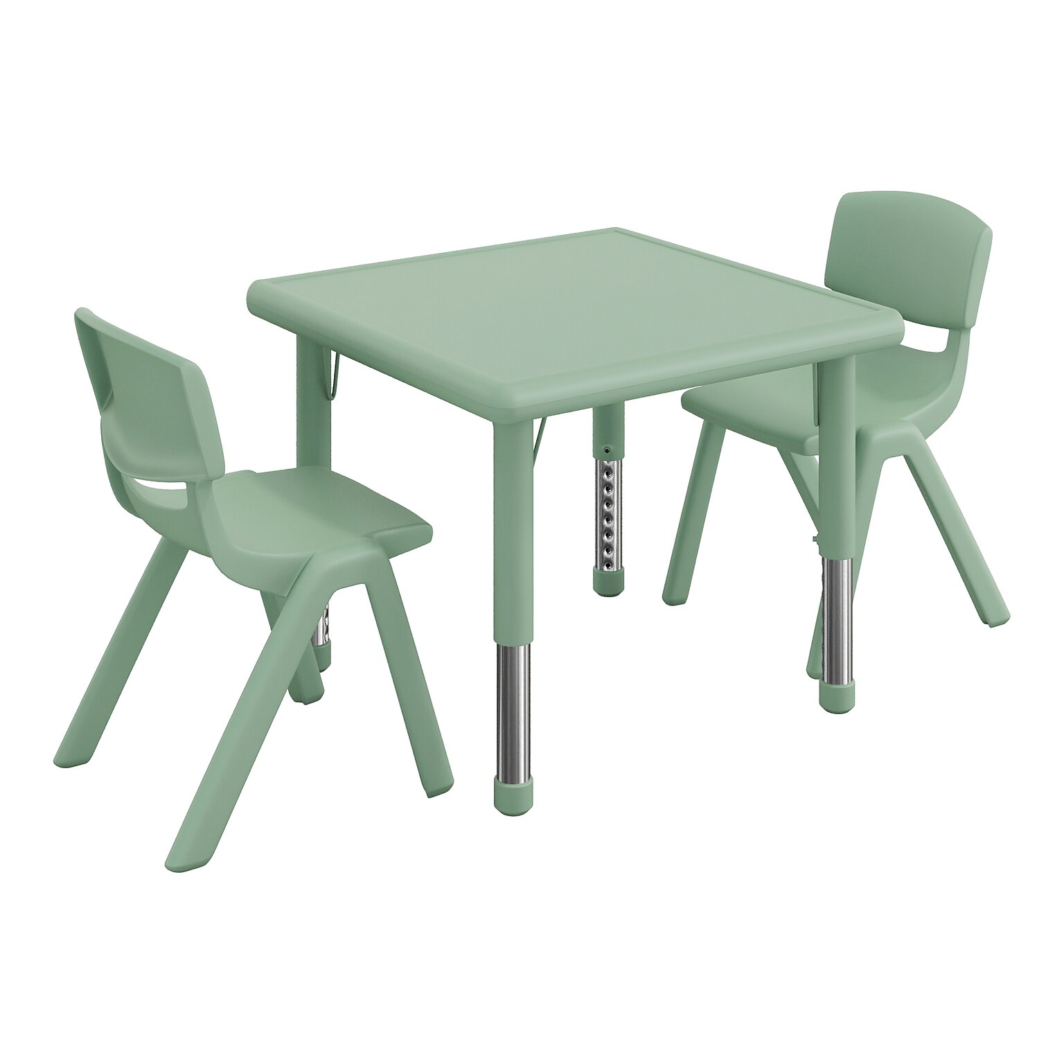 Flash Furniture Emmy Square Activity Table Set, 24 x 24, Height Adjustable, Sage (YCX232SQRTBSGER)