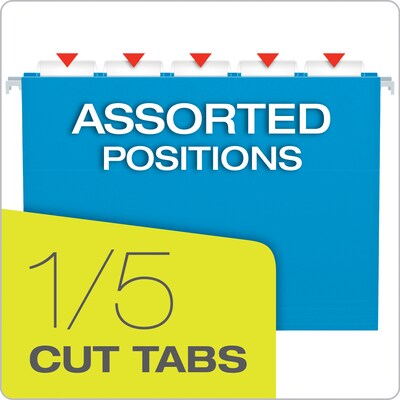 Pendaflex Recycled Hanging File Folders, 1/5 Tab, Letter Size, Blue, 25/Box (81603)
