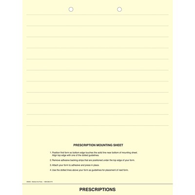 Medical Arts Press® Mounting Sheets; Prescriptions, Adhesive Strip, Two Hole Punched