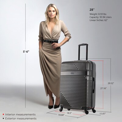 InUSA Resilience 29.52" Hardside Suitcase, 4-Wheeled Spinner, TSA Checkpoint Friendly, Coal (IURES00L-COA)