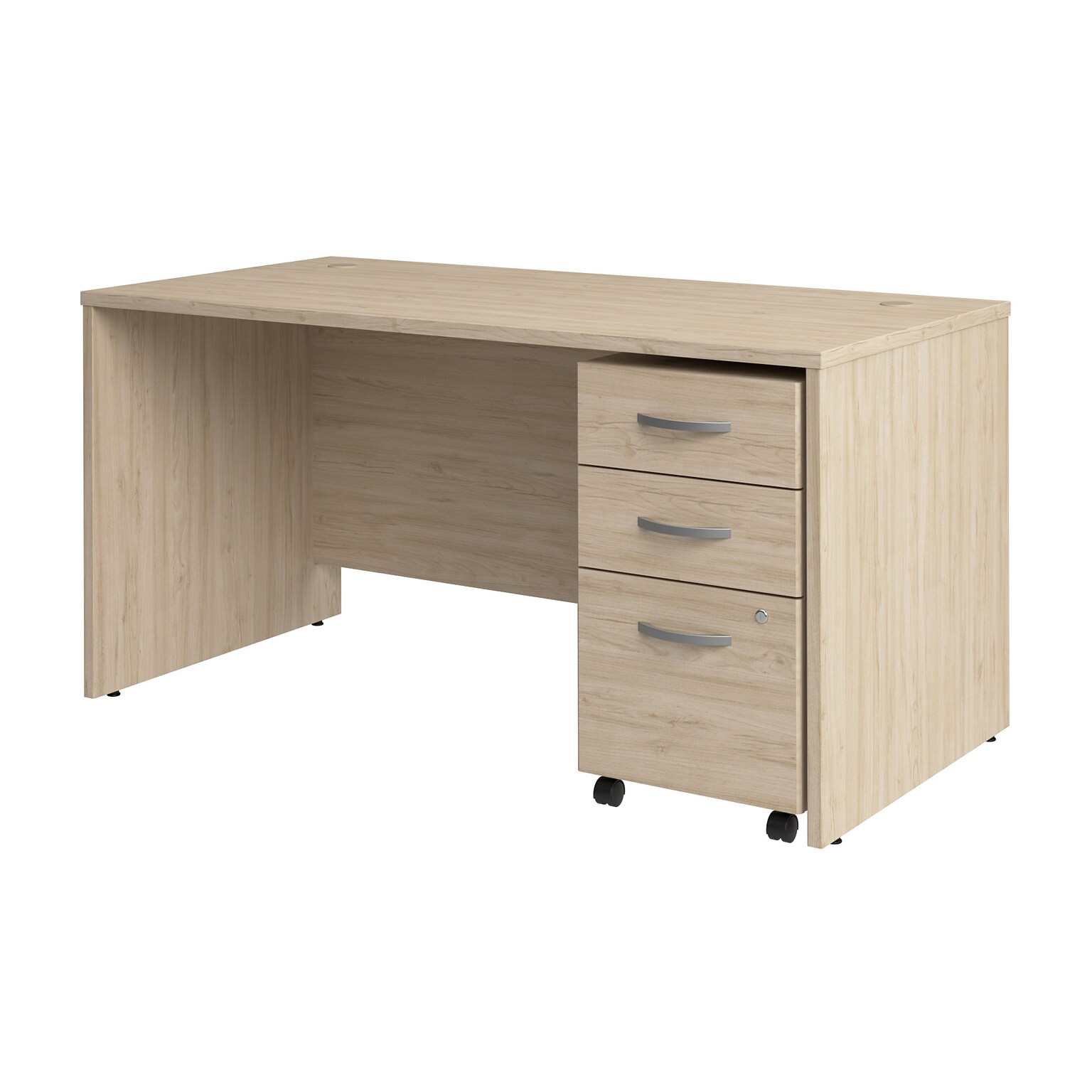 Bush Business Furniture Studio C 60W Office Desk with Drawers, Natural Elm (STC014NESU)
