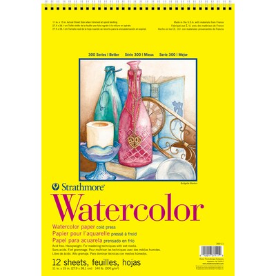 Strathmore 300 Series 11 x 15 Wire Bound Watercolor Sketch Pad, 12 Sheets/Pad, 2/Bundle (STTP36011