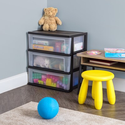 Iris Stackable Wide Chest, 3 Drawer, Black, 2/Pack (380026)
