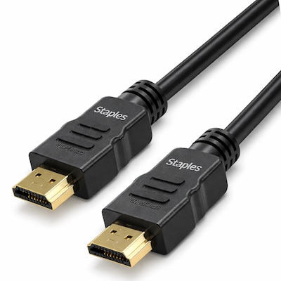 Staples TECH 12 ft. HDMI to HDMI Audio/Video Cable, Male to Male, Black (ST62465)