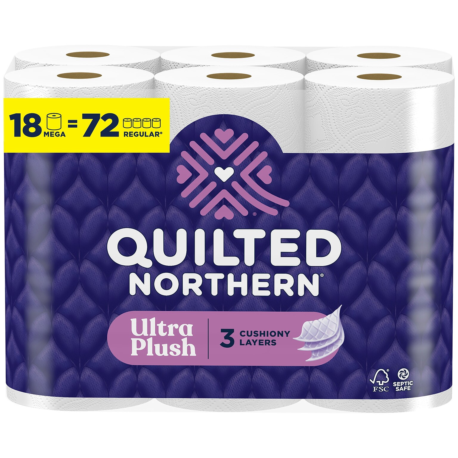Quilted Northern Ultra Plush Toilet Paper, 3-ply, White, 255 Sheets/Roll, 18 Rolls/Case (876045/874685)