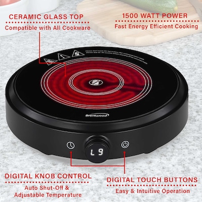 Brentwood Select 1300-Watt Countertop Infrared Single Burner, Black (TS-383DBK)
