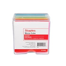 Staples Memo Cube Memo Pad, 3.4 x 3.4, Unruled, Assorted Colors, 500 Sheets/Pad (23887)