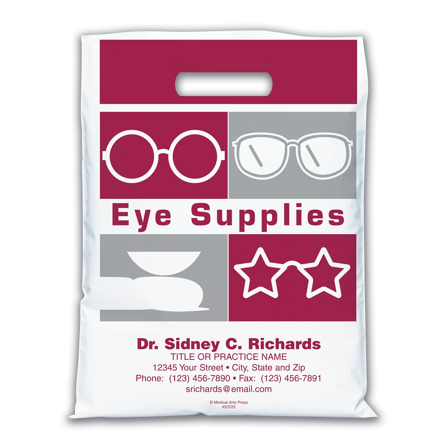 Medical Arts Press® Eye Care Personalized Large 2-Color Supply Bags; 9 x 13, Eye Symbols, Eye Supplies, 100 Bags, (53725)