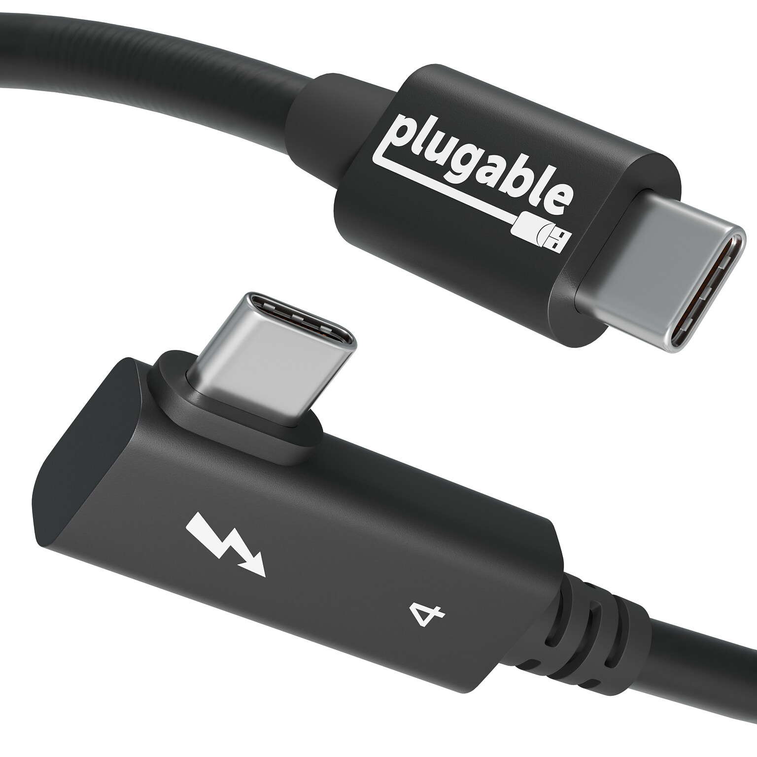 Plugable Thunderbolt 4 240W EPR Cable with Right Angle Connector, Black (TBT4-240W-80CMR)