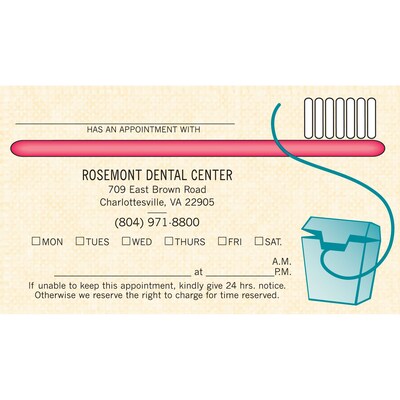 Medical Arts Press® Dental Full Color Designer Appointment Cards; Brush & Floss