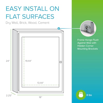 Ghent 1 Door Enclosed Natural Cork Bulletin Board, Satin Aluminum Frame, 24"H x 18"W, (GHEPA12418K)