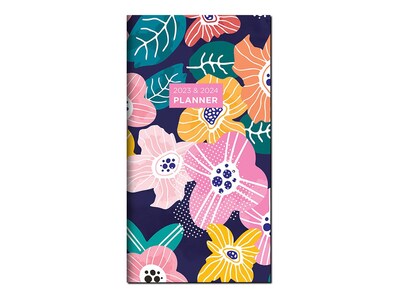 2023-2024 TF Publishing Graphic Flowers 3.5 x 6.5 Monthly Planner, Multicolor (PKT-23-7016)