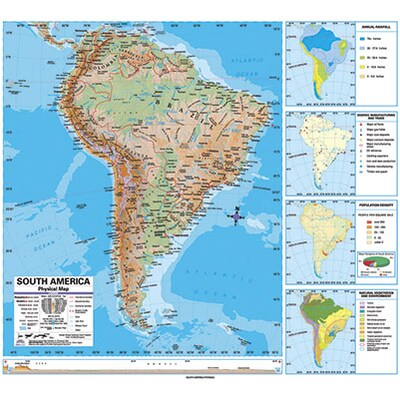 South America Physical Wall Map