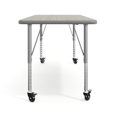 Flash Furniture Wren Rectangular Activity Table, 60" x 24", Height Adjustable, Light Gray Top/Silver Frame (XUA2460RECLGTPC)
