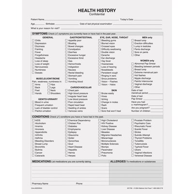Medical Arts Press® Health History Form,  English