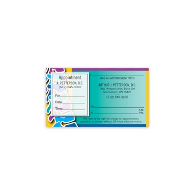 Medical Arts Press® Dual-Imprint Peel-Off Sticker Appointment Cards; Colorful Spine