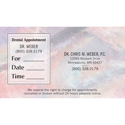 Medical Arts Press® Dual-Imprint Peel-Off Sticker Appointment Cards; Premium, Pink Swirl