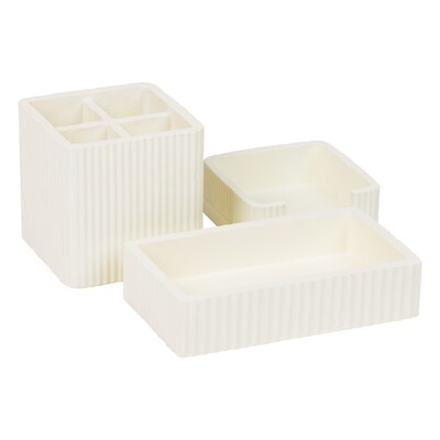 Mind Reader 3-Piece Cement Desk Organizer Set, Cream (CEM3PC-CRM)