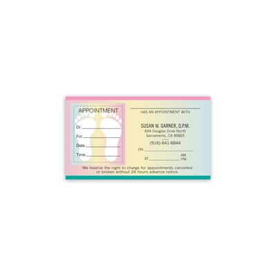 Medical Arts Press® Single-Imprint Peel-Off Sticker Appointment Cards; Footprints