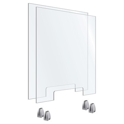 OfficeSource Acrylic Non-Tackable Desktop Privacy Screens w/ Brackets & Cutouts, 30W x 30H, Clear, 2/Pk (VARDTM3030CCO)