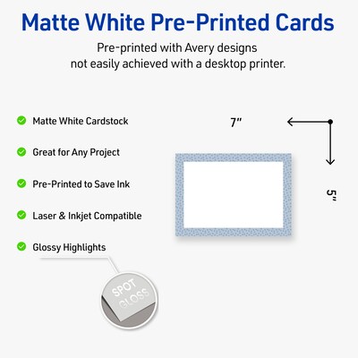 Avery Rectangle Cards, 5 x 7, Polka Dots Border, 60/Pack (S00-F8C)