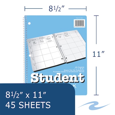 Undated Roaring Spring Paper Products 8.5 x 11 Academic Year Weekly Student Planner, Light Blue (12145)