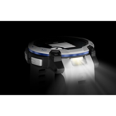 Garmin Instinct 3 Smartwatch, GPS, 45mm, Whitestone & Bolt Blue Silicone Band (010-02934-03)