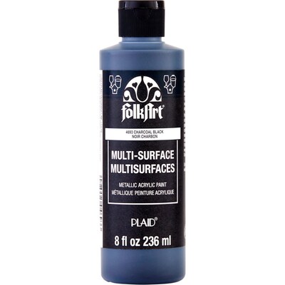 FolkArt Acrylic Paint Metallic, 8oz., Charcoal Black, 3/Pack(FLK4693-3)