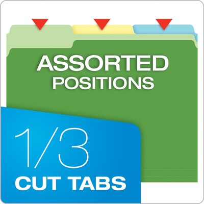 Pendaflex Recycled File Folder, 1/3-Cut Tab, Assorted, Letter Size, Assorted Colors, 100/Box (4210 1