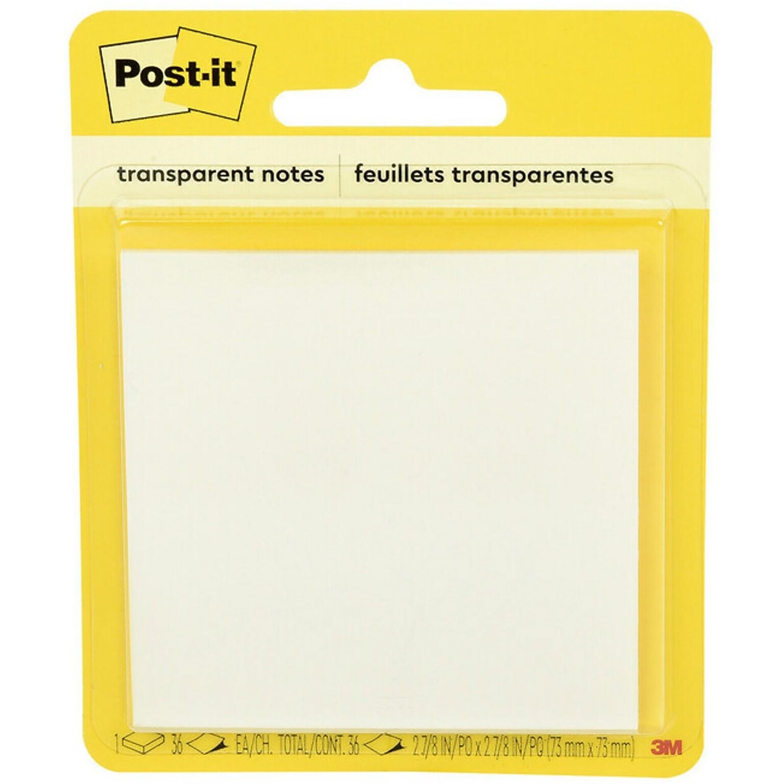 Postit Transparent Notes, 27/8" x 27/8", 36 Sheets/Pad, 1 Pad/Pack