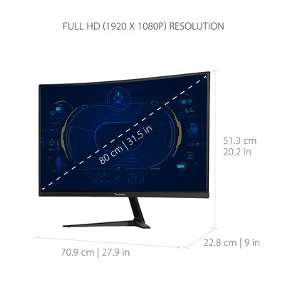 ViewSonic 32" Curved 180Hz LCD Gaming Monitor, Black (VX3218-PC-MHD)