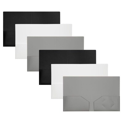 JAM Paper Smooth 2-Pocket Plastic Folder, Assorted, 6/Pack (383HBAasst)