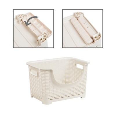 Mind Reader 3-Tier Storage Basket Cart with Wheels, Ivory, 3/Set (ROLLBASK3-IVO)